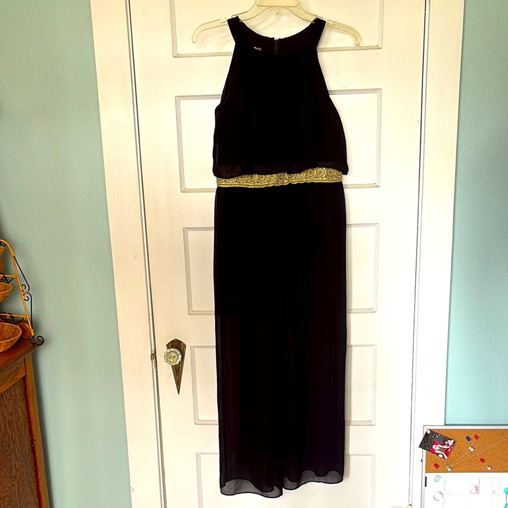 Amy Byer Black and Gold Women's Jumpsuit Size 16